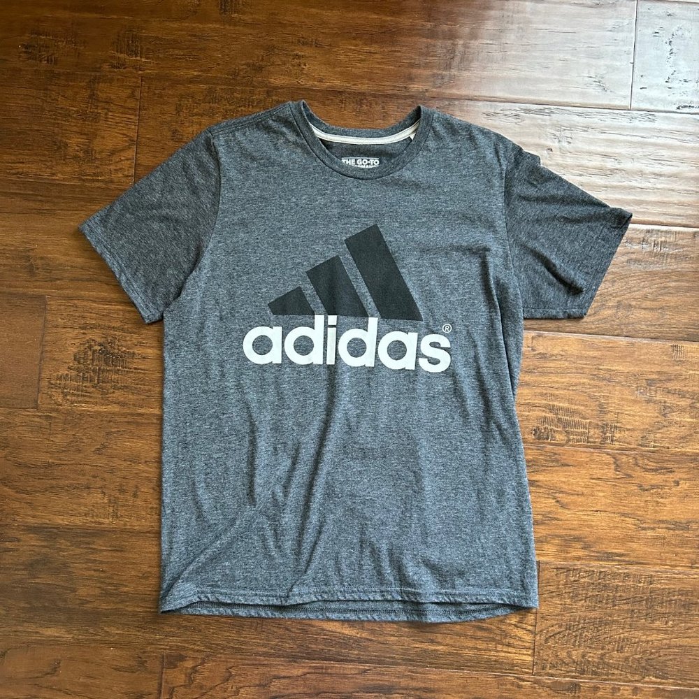 Adidas mens dark heather gray tshirt size L large performance tee